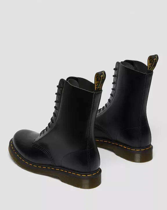 1490 Smooth Black Leather Mid Calf Boots By Dr Martens