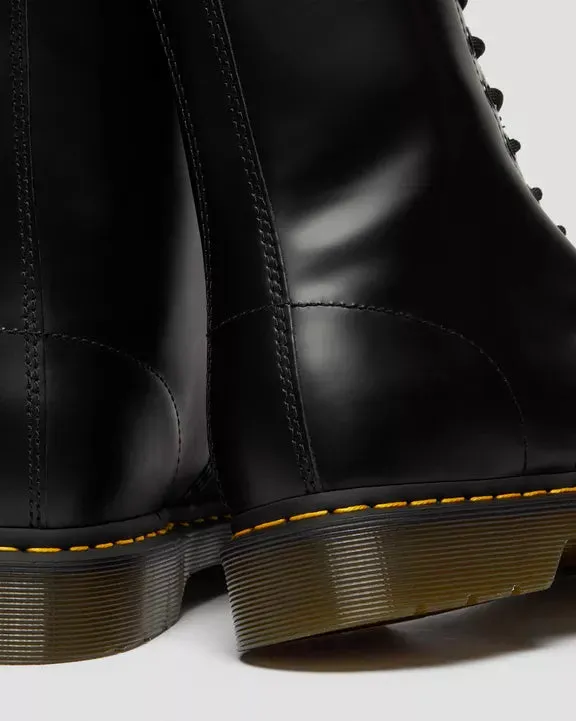 1490 Smooth Black Leather Mid Calf Boots By Dr Martens