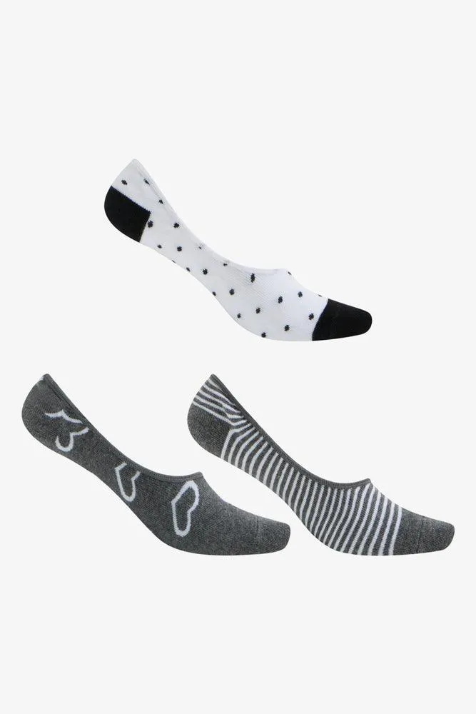 3 Pack Heart Footliners Grey