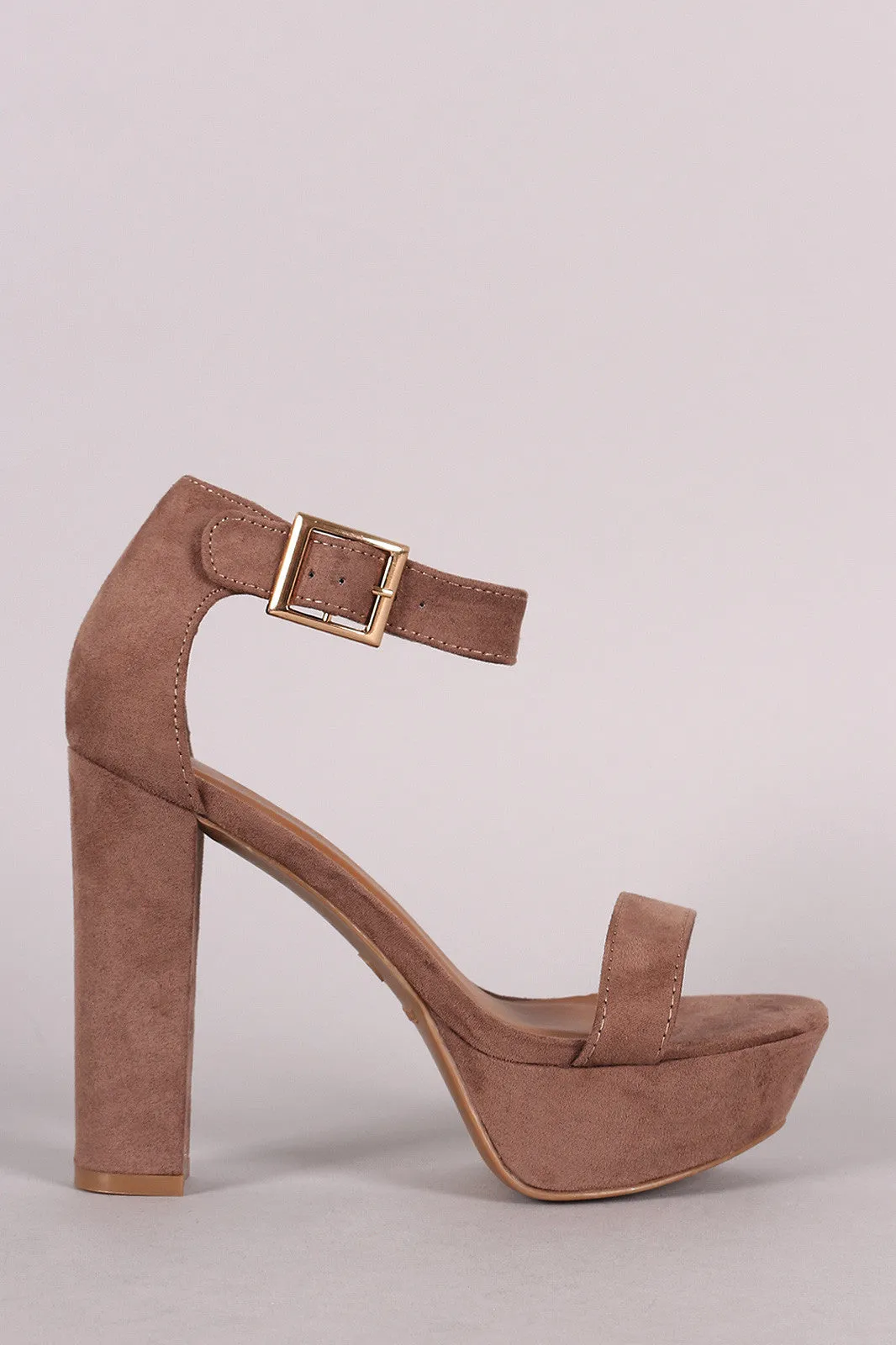 Bamboo Suede Buckle Chunky Platform Heel