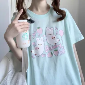 CUTE BUNNY PRINTING OVERSIZE T-SHIRT BY50096