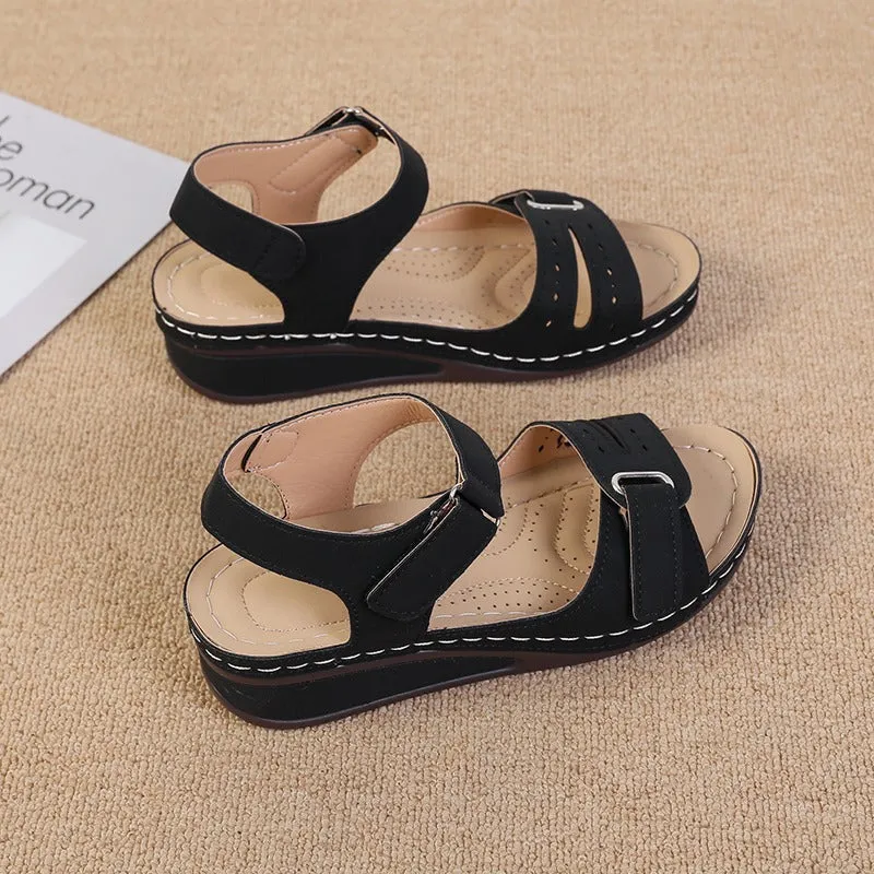 Groovywish Summer Sewing Retro Buckle Strap Soft Platform Sandals