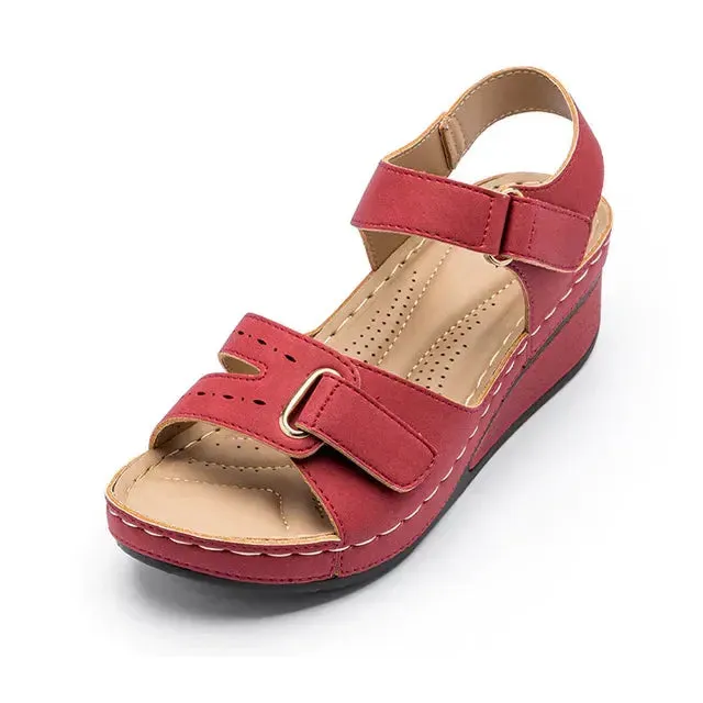 Groovywish Summer Sewing Retro Buckle Strap Soft Platform Sandals