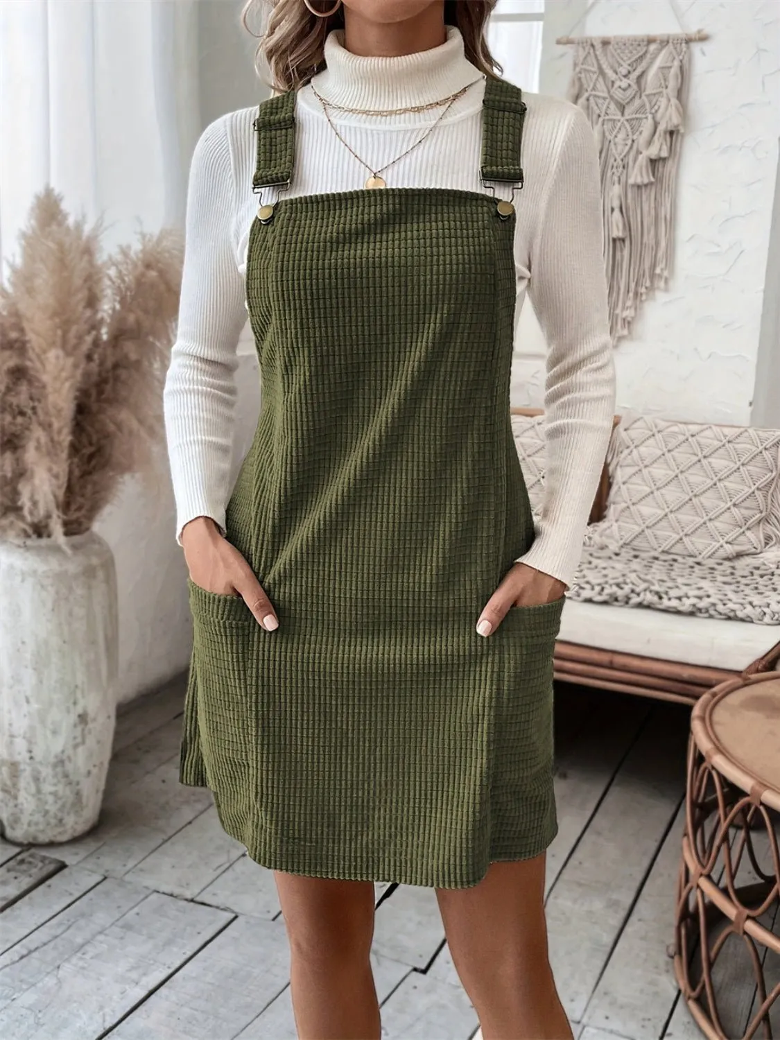 Moss Green Overall Dress