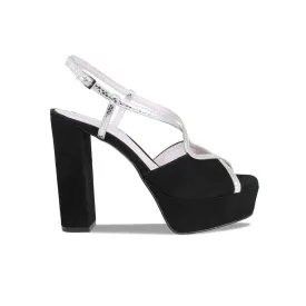 Reese: Black Suede & Silver Snake Print Leather