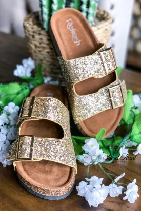 Shine Bright Buckle Sandals - Champagne Gold - SALE